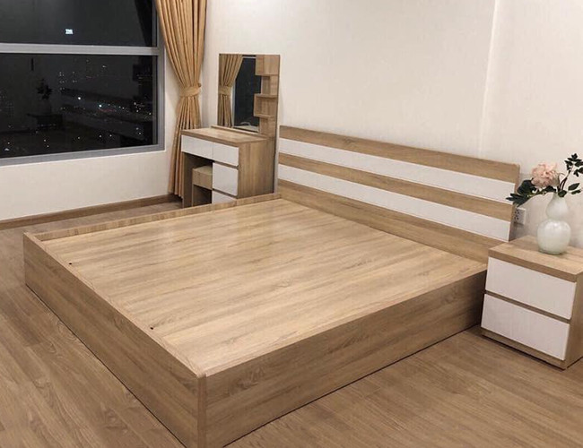 Mẫu giường 1m8x2m gỗ công nghiệp MDF